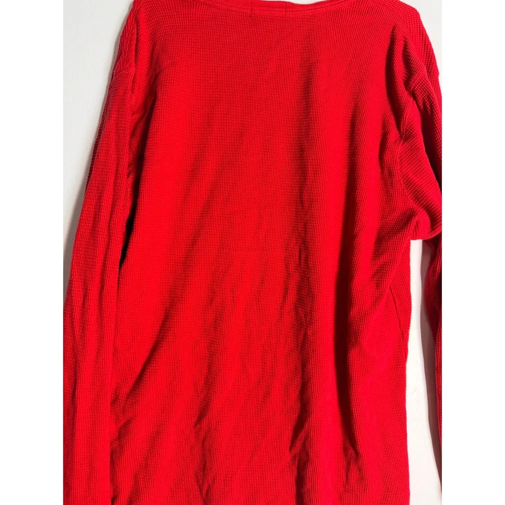 Polo Ralph Lauren Men XXL Red Waffle Knit Thermal Long Sleeve Custom Slim Fit